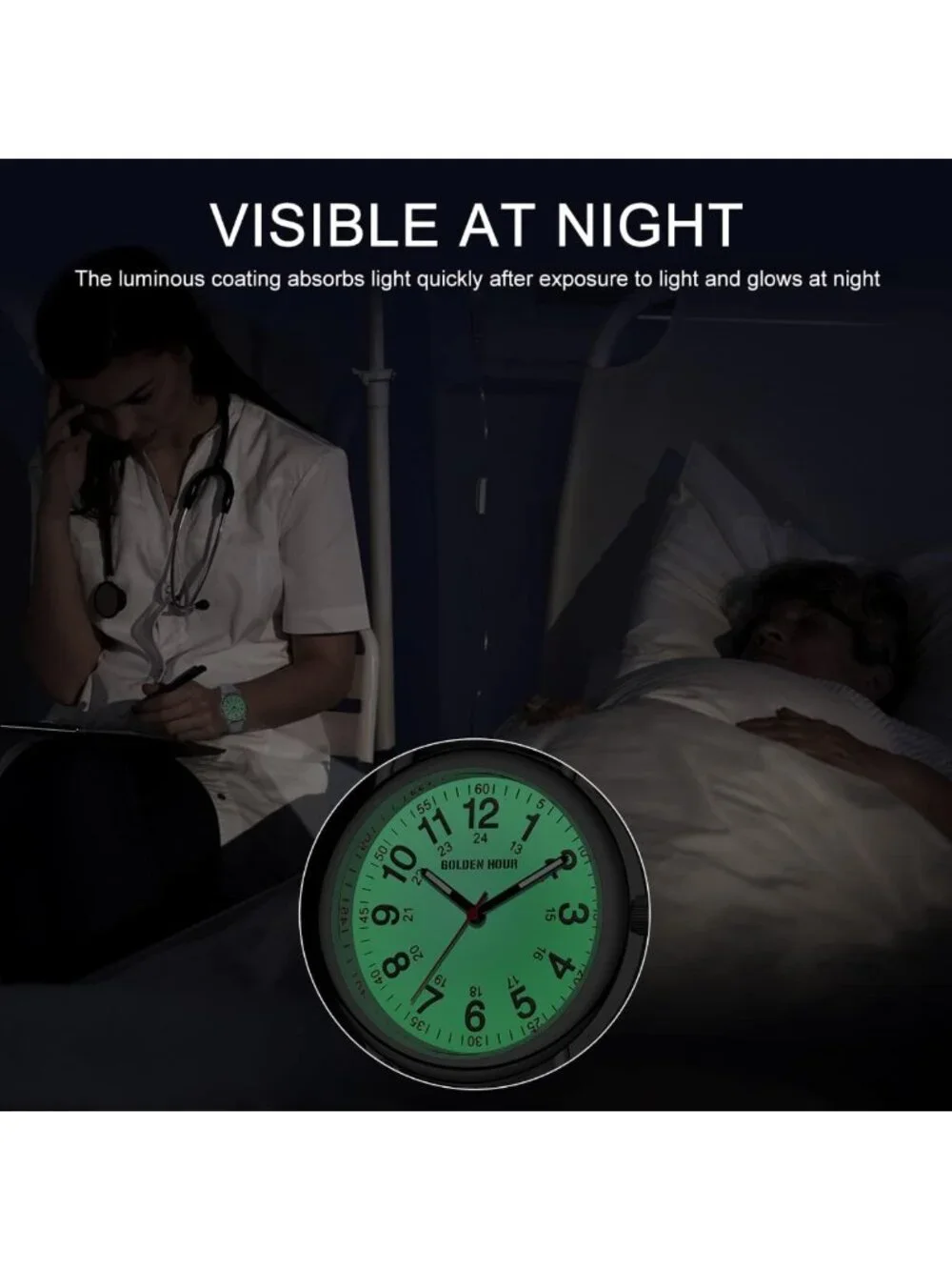 Waterproof Nurse Watch for Medical Professionals & Students - Luminous Easy Read